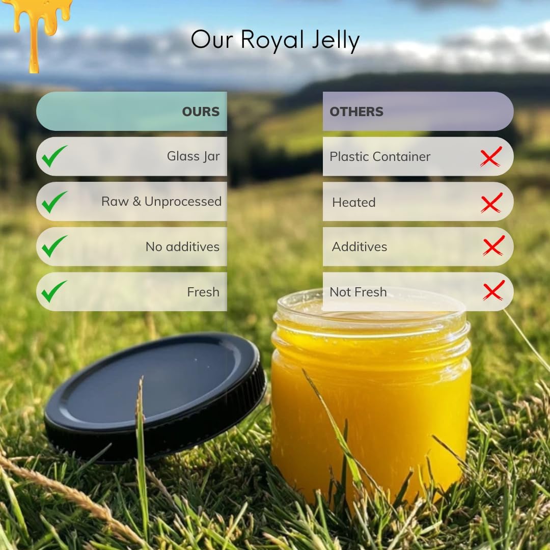 100% Pure Royal Jelly by Naturifyze - Raw & Unprocessed Immune Support Supplement with Vitamins & Amino Acids - Natural Sour Taste - 2oz