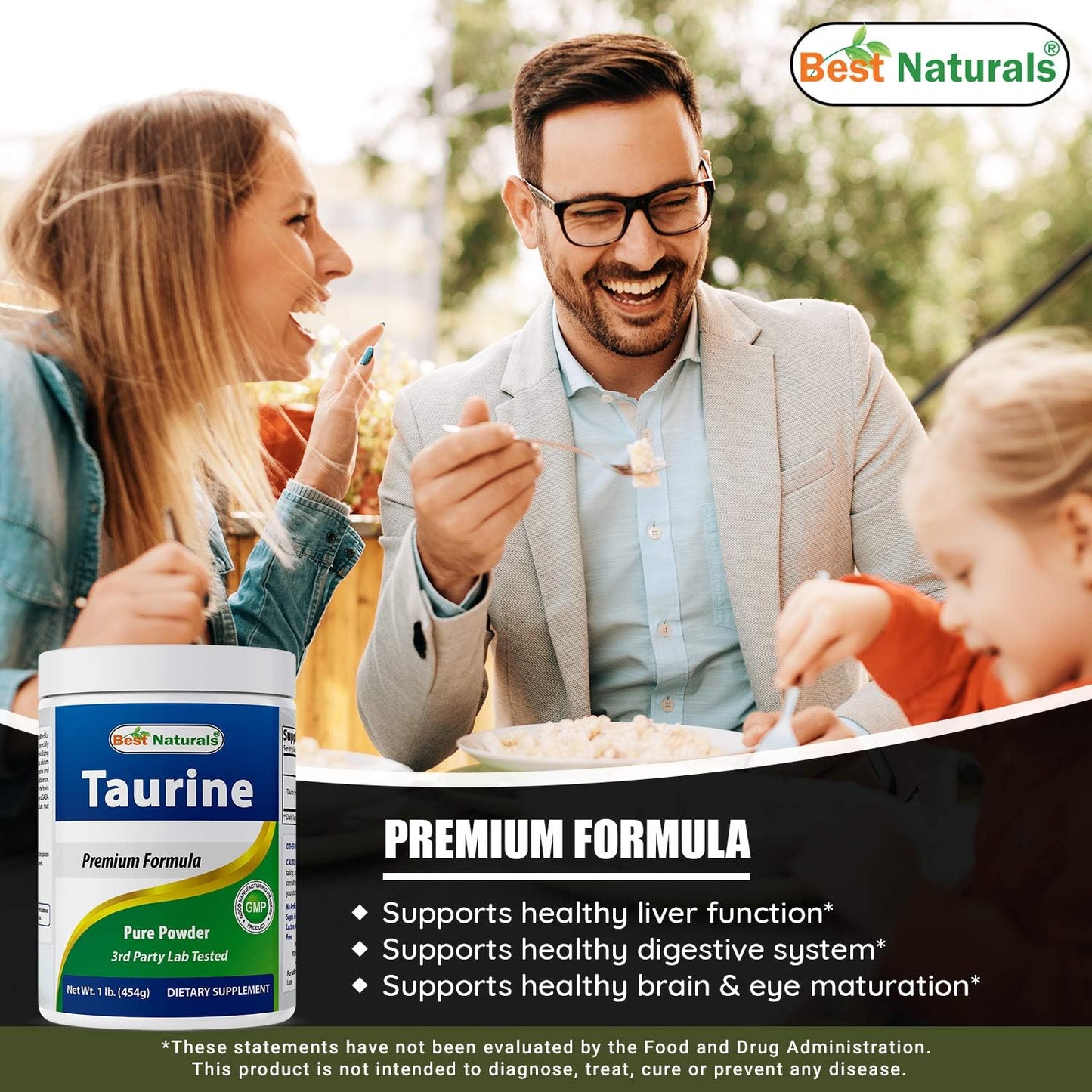 100% Pure Taurine Powder Free Form - 1000mg per Serving - 2 Lb (908 gm) - Best Naturals