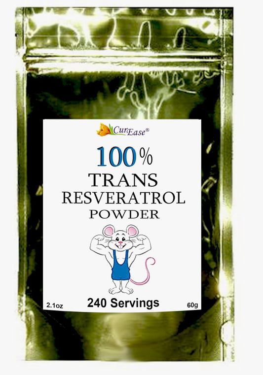 100% Pure Trans Resveratrol Powder - 240 Servings (2.1 oz / 60g) - 250mg Per Serving by CurEase