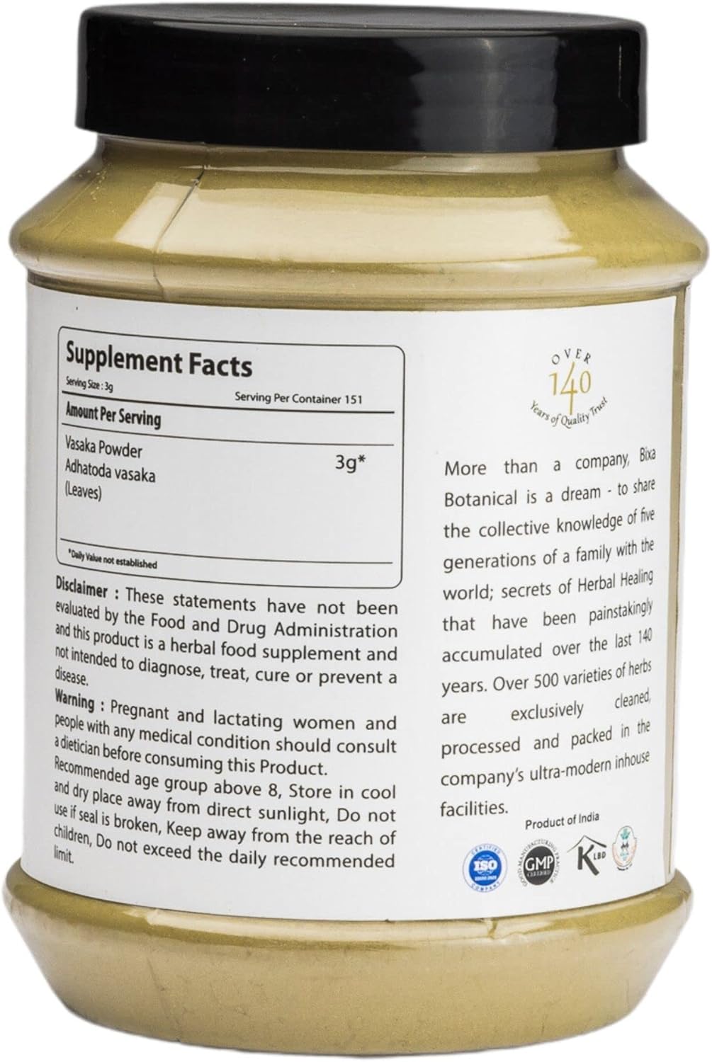 100% Pure Vasaka Leaf Powder - 1lb | Ayurvedic Herbal Supplement for Reducing Body Heat | Gluten Free, Non-GMO, Vegan - Bixa BOTANICAL