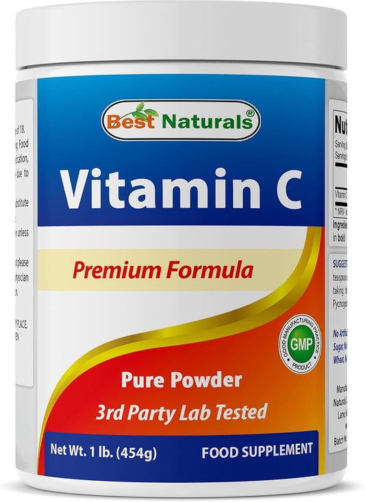 100% Pure Vitamin C Powder 1 lb (454 Grams) - Best Naturals - Ascorbic Acid Supplement