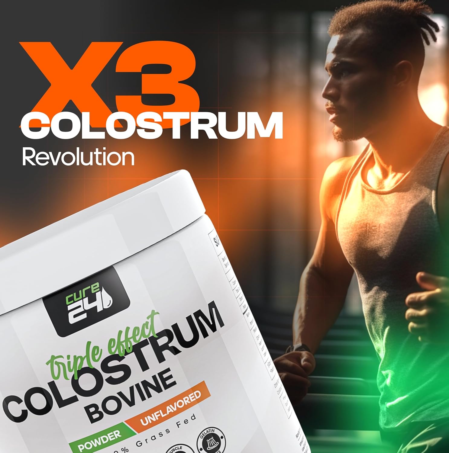 100% Pure Whole Natural Grass-Fed Bovine Colostrum X3 Supplement Powder for Humans - High IgG, Probiotic & Prebiotic - Made in USA - BoostGo Australia