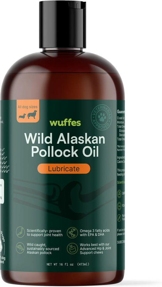 100% Pure Wild Alaskan Pollock Oil for Dogs - Natural Omega 3 Fatty Acids, Supports Skin, Coat, Joints, and Immune System - 16 Oz Fish Oil
