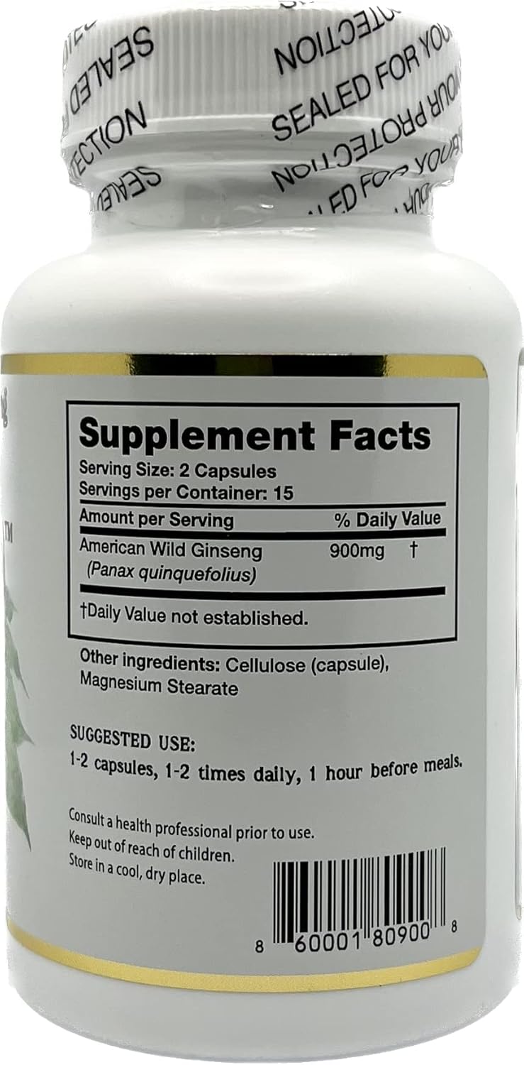 100% Pure Wild American Ginseng Capsules - AG 100