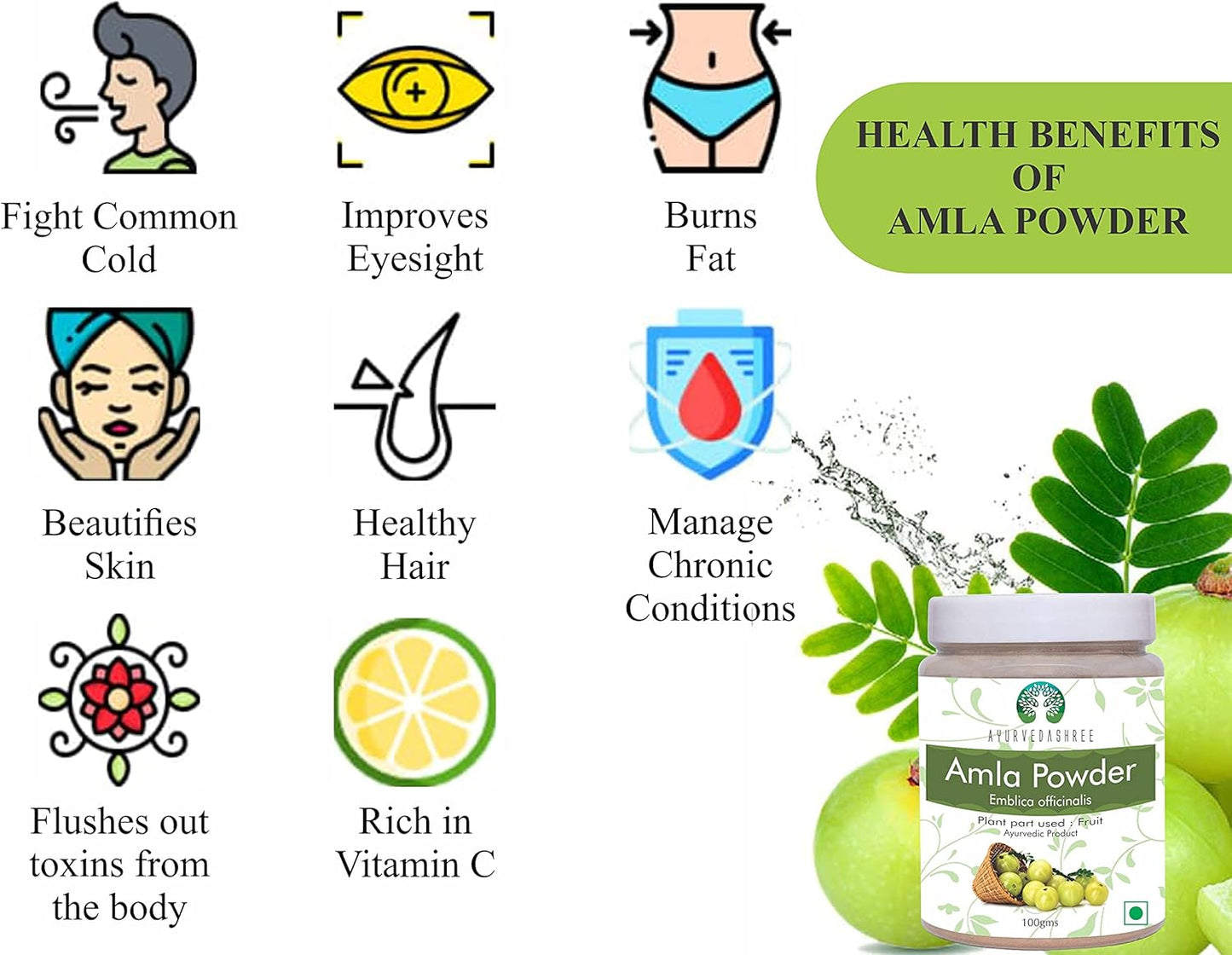 100% Raw Amla Fruit (Amalaki) Powder 100 Gm | High Antioxidant Vitamin C | Vegan | Non-GMO | Ayurvedic Emblica Officinalis from India