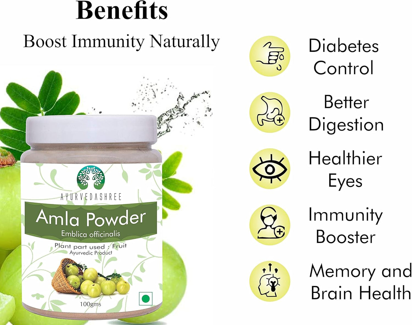 100% Raw Amla Fruit (Amalaki) Powder 100 Gm | High Antioxidant Vitamin C | Vegan | Non-GMO | Ayurvedic Emblica Officinalis from India