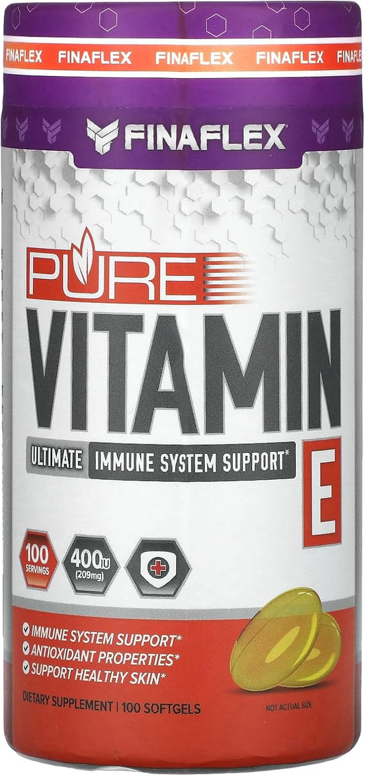 100 Softgels of FINAFLEX Pure Vitamin E for Immune System Support and Skin Nourishment - 100 Servings