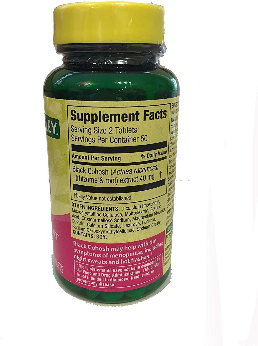 100 Tablets of Black Cohosh Extract for Menopause Relief - Natural Herbal Supplement for Women's Health