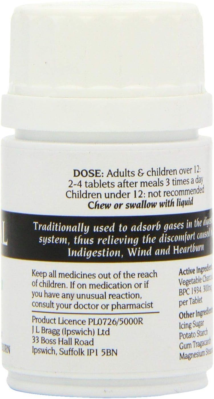 100 Tablets of Bragg Charcoal 300mg Supplement for Digestive Health and Detoxification