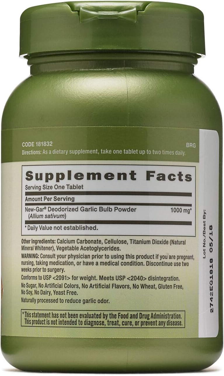 100 Tablets of GNC Herbal Plus Odorless Super Garlic 1000mg for Cardiovascular Health