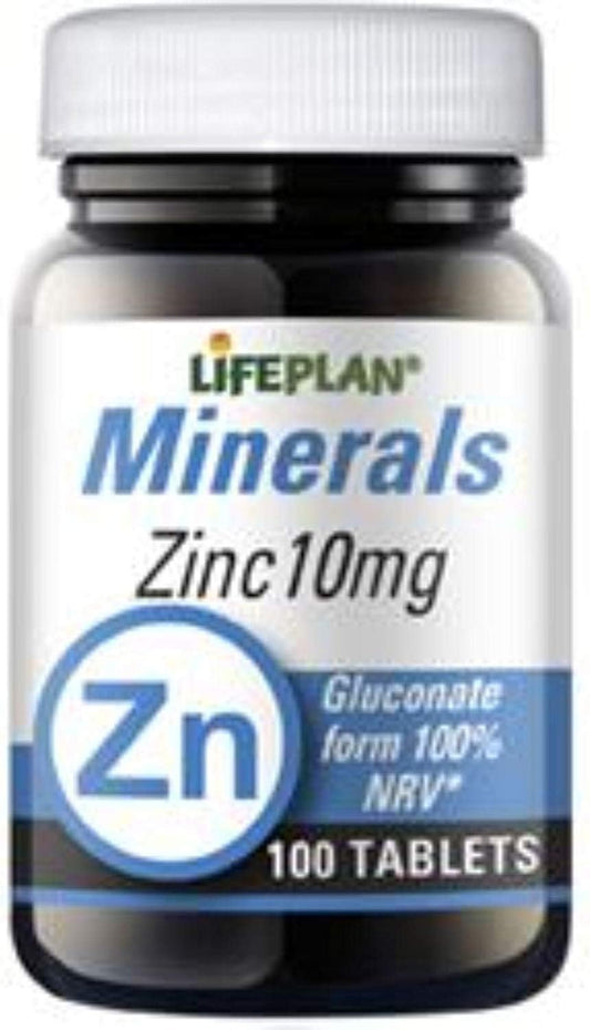 100 Tablets of Lifeplan Zinc Gluconate Elemental 10mg Supplement for Immune Support