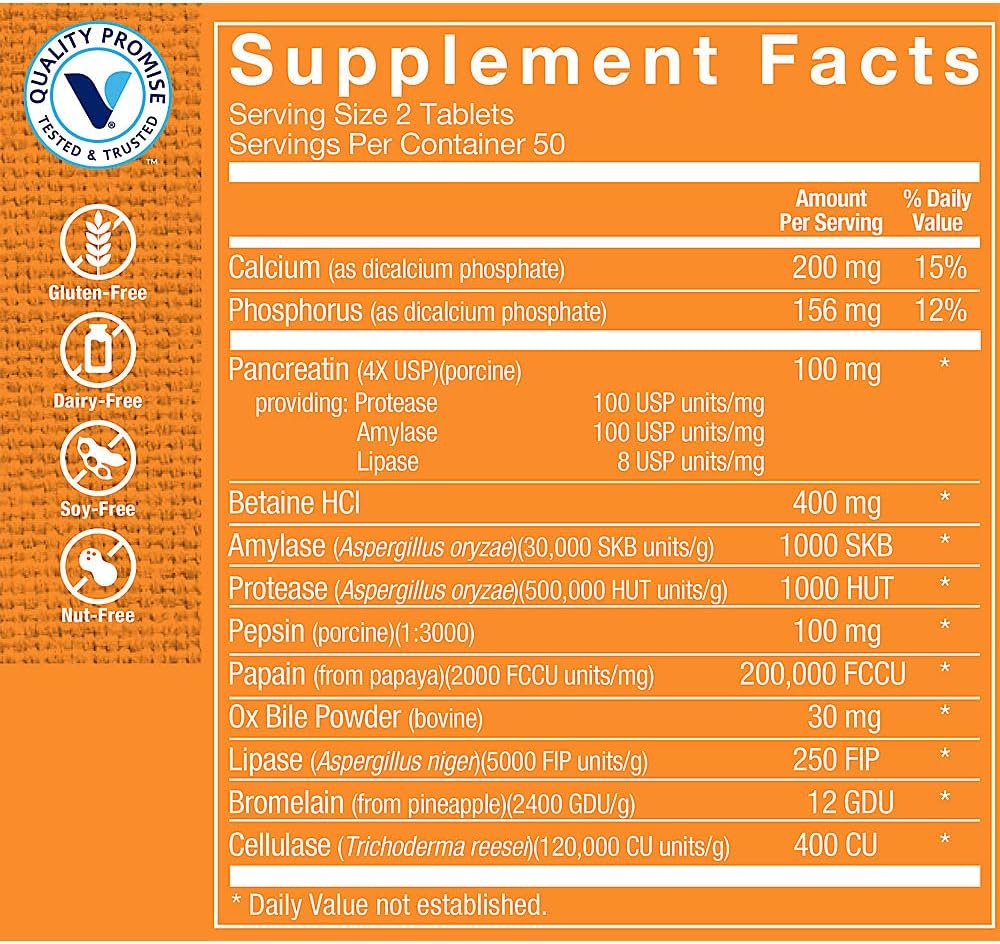 100 Tablets of Multi Enzyme for Improved Protein, Carb, and Fat Digestion & Absorption - BoostGo Australia
