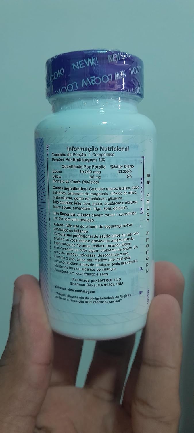 100 Tablets of Natrol Biotin Max Strength 10000 Mcg for Hair, Skin, and Nail Health