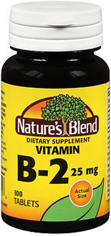 100 Tablets of Nature's Blend Vitamin B-2 25 mg for Energy and Metabolism Support