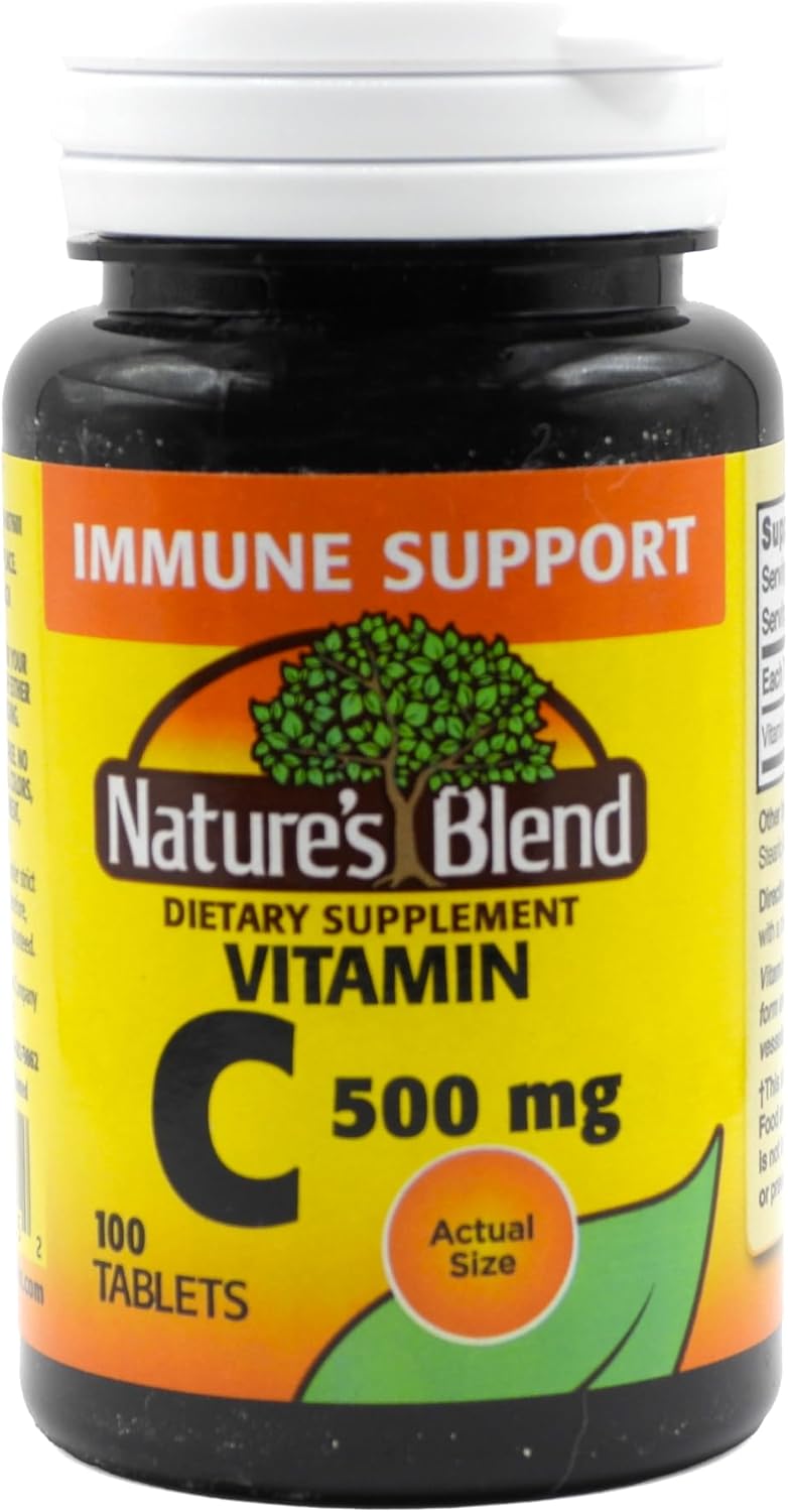 100 Tablets of Nature's Blend Vitamin C 500 mg - Immune Support and Antioxidant Supplement