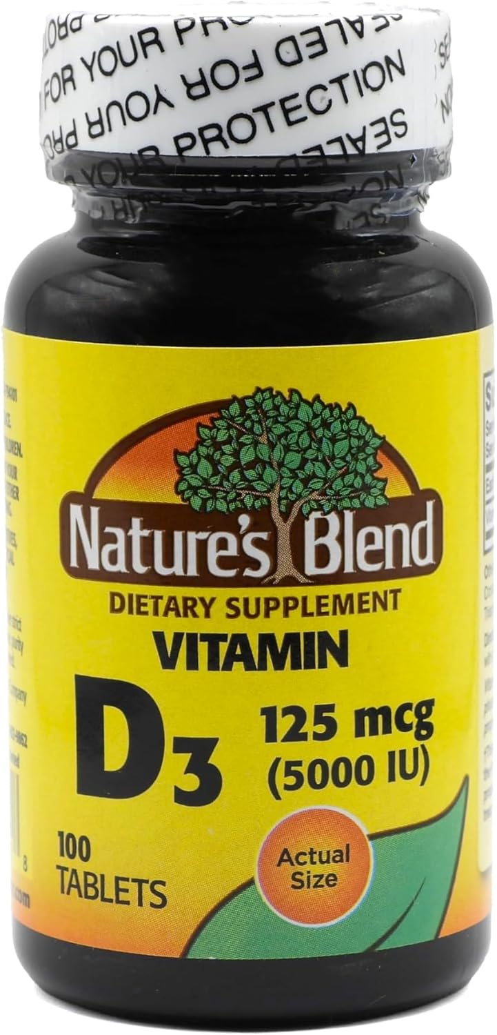 100 Tablets of Nature's Blend Vitamin D3 with 5000 IU Strength