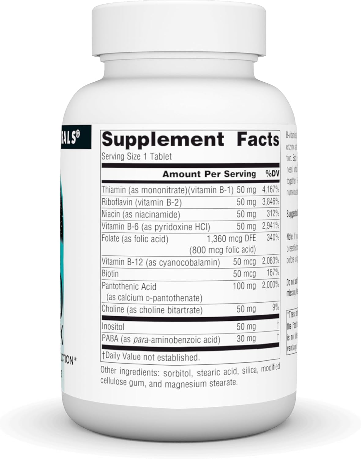 100 Tablets of Source Naturals B-50 Complex with 50 mg B-Vitamins for Energy Production Boost