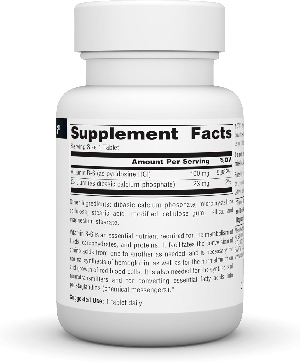 100 Tablets of Source Naturals Vitamin B-6 100mg for Immune System Support