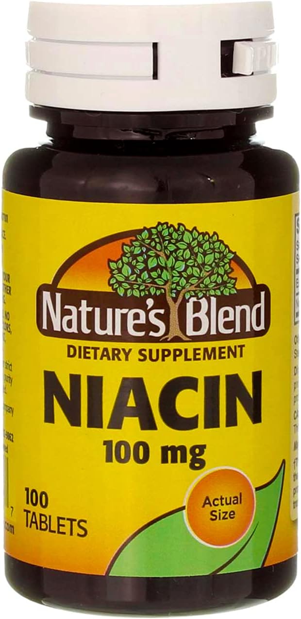 100 Tabs of Nature's Blend Niacin 100 mg - Essential Vitamin Supplement for Heart Health