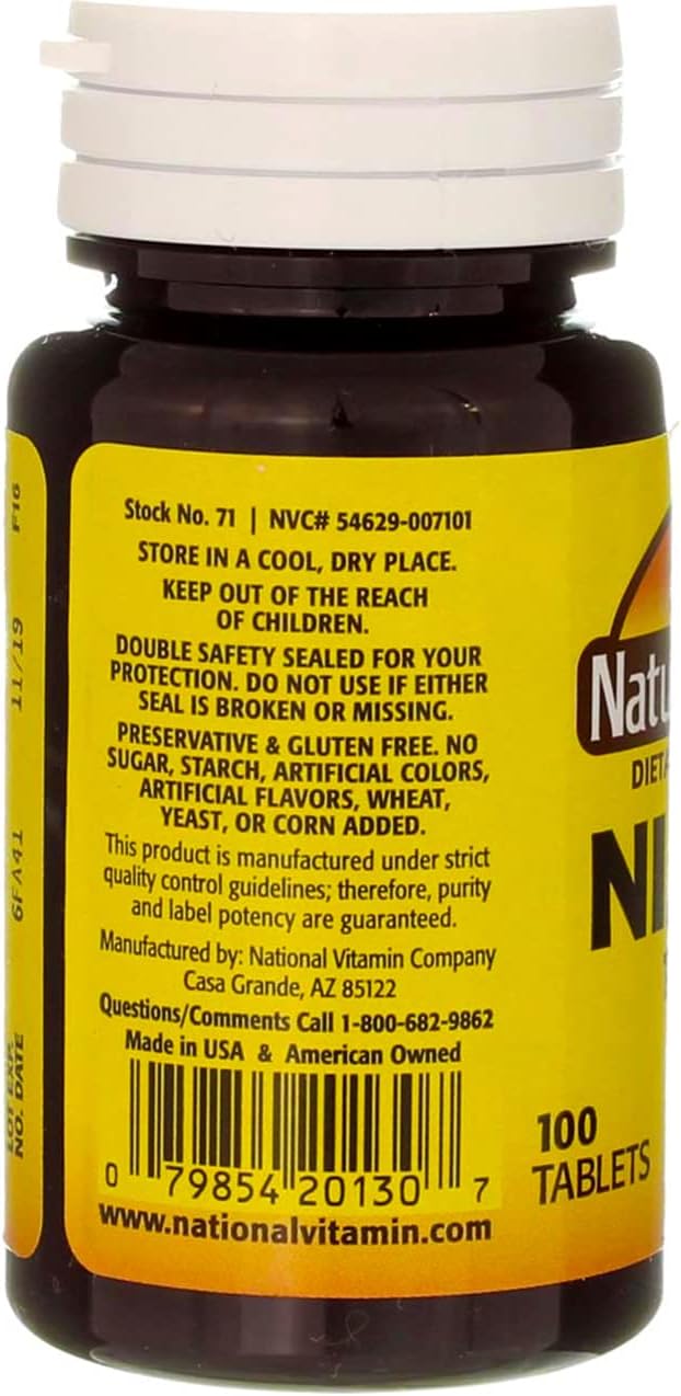 100 Tabs of Nature's Blend Niacin 100 mg - Essential Vitamin Supplement for Heart Health
