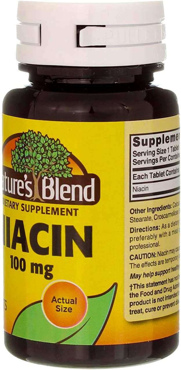 100 Tabs of Nature's Blend Niacin 100 mg - Essential Vitamin Supplement for Heart Health