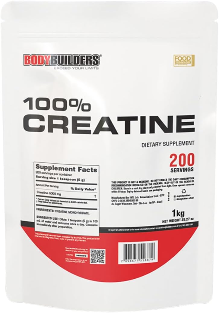 100% Unflavored Creatine Powder for Bodybuilders - 2.2lb, 200 Servings