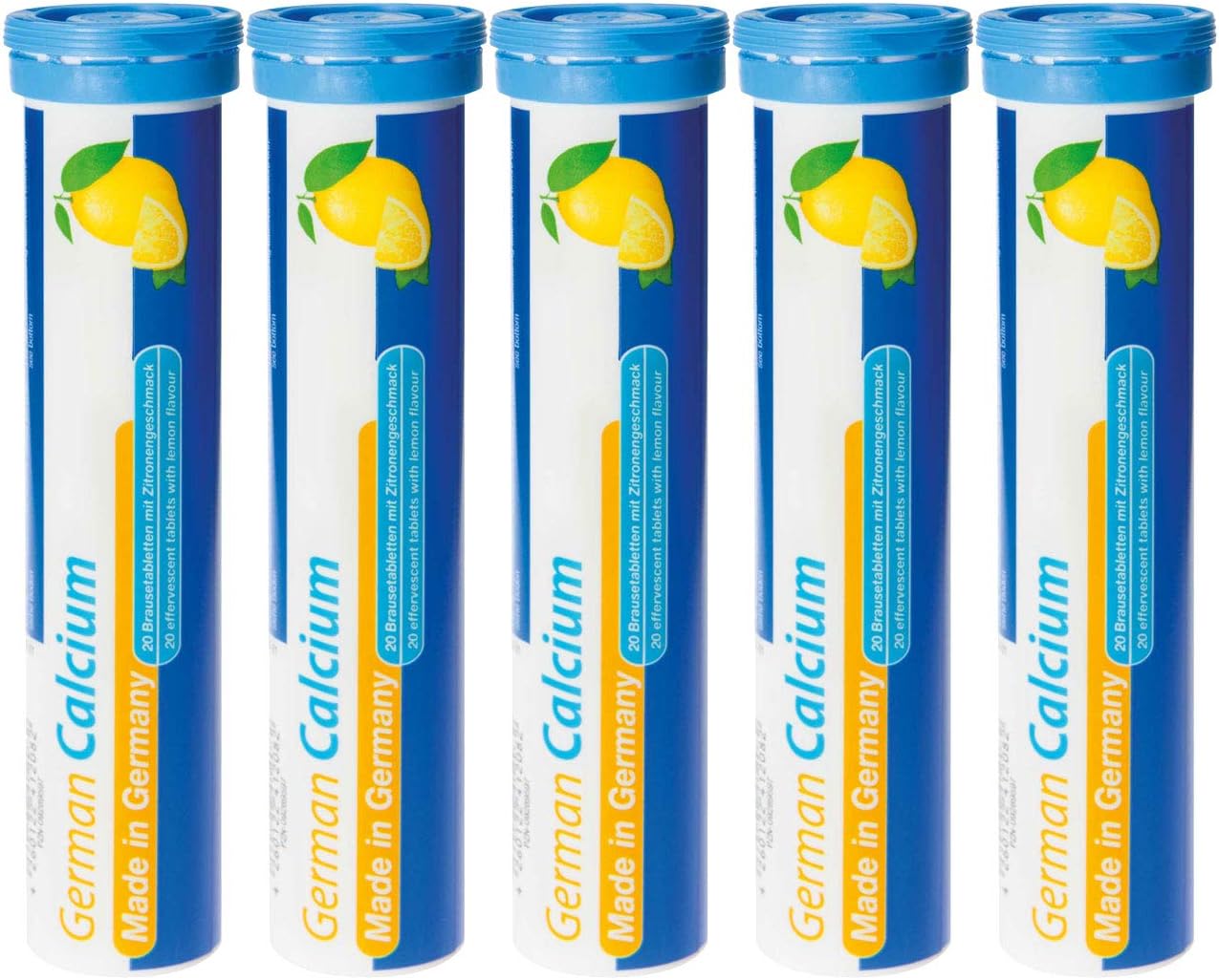 100 Vegan Lemon Lime Flavored Calcium 500mg Effervescent Tablets Made in Germany by T&D