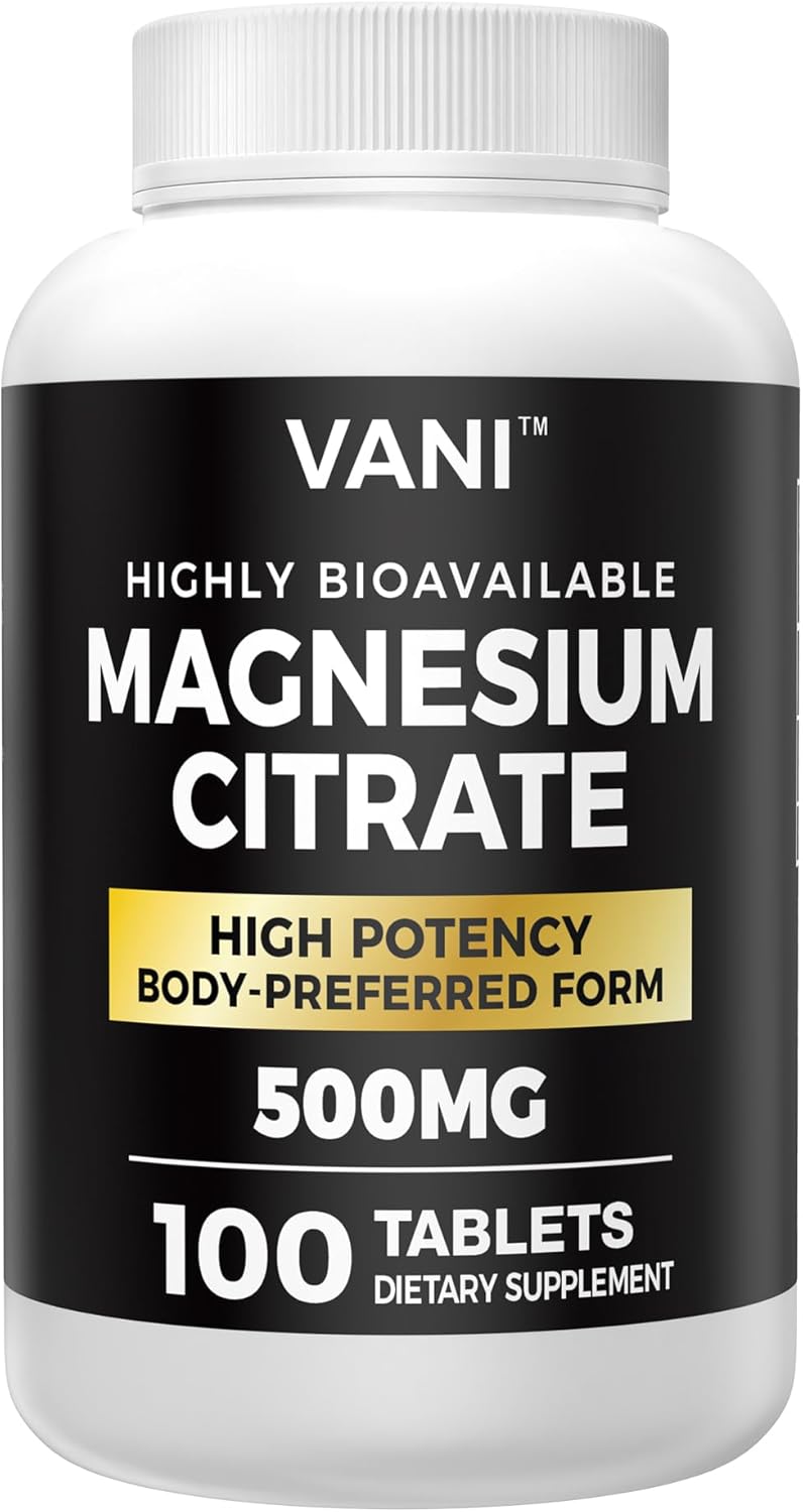 100 Vegan Safe VANI Magnesium Citrate Tablets - 500MG for High Absorption