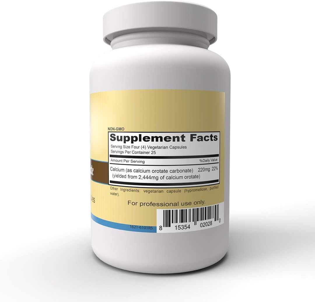 100 Vegetarian Capsules of Priority One Vitamins Calcium Orotate for Strong Bones - Calcium Supplement