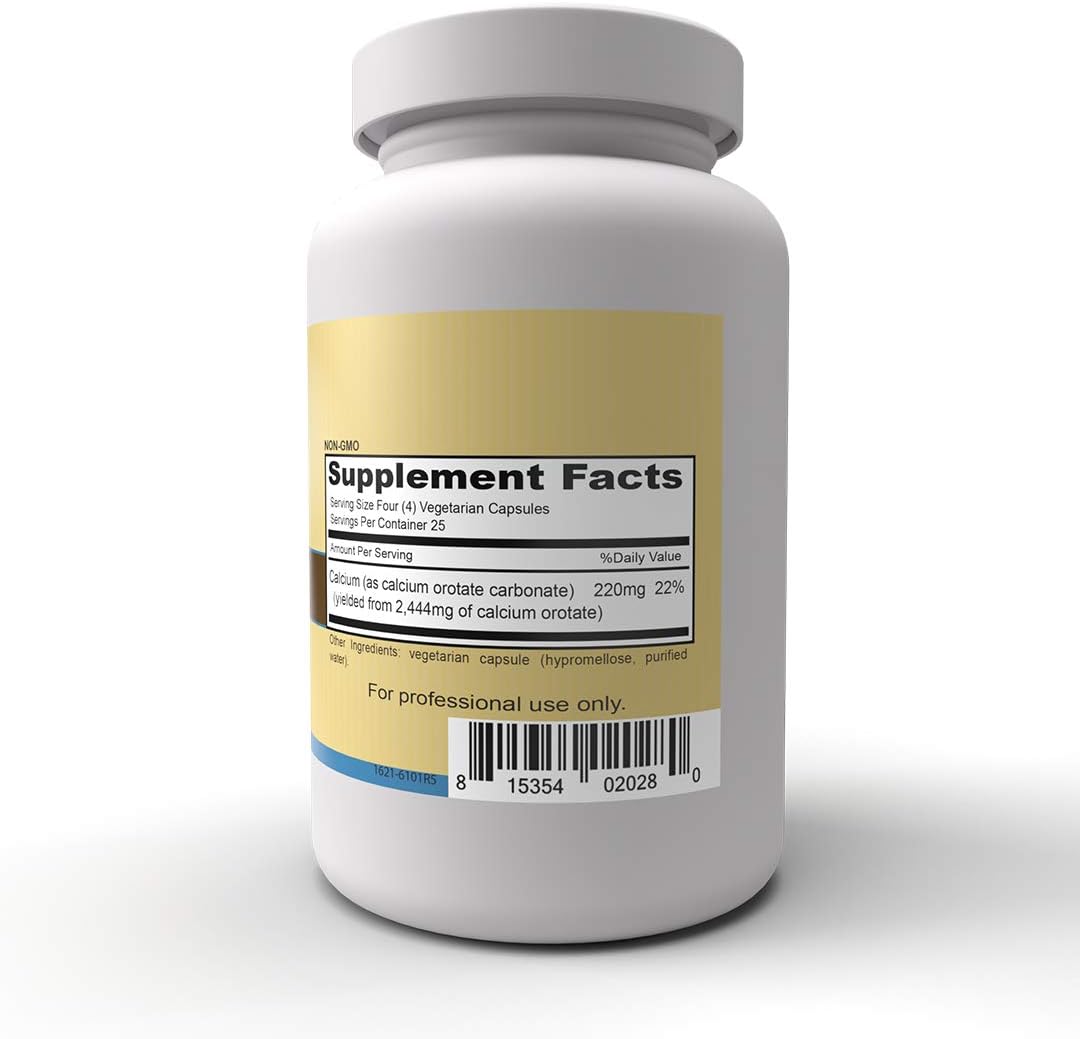 100 Vegetarian Capsules of Priority One Vitamins Calcium Orotate for Strong Bones - Calcium Supplement