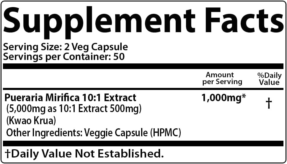 100 Veggie Caps Feminizer Sex Change Pills - 1,000mg Pueraria Mirifica Extract - Organic for Women, Transgender - SMSHEALTHPRODUCTS