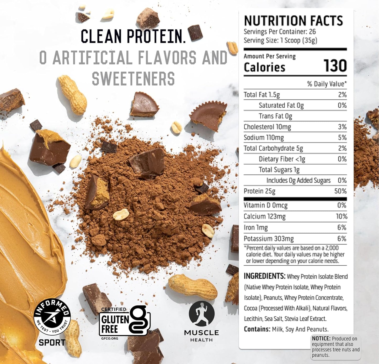 100% Whey Protein Powder Chocolate Peanut Butter 2 lb + Electrolytes Orange Mango 40 Servings for Energy & Hydration