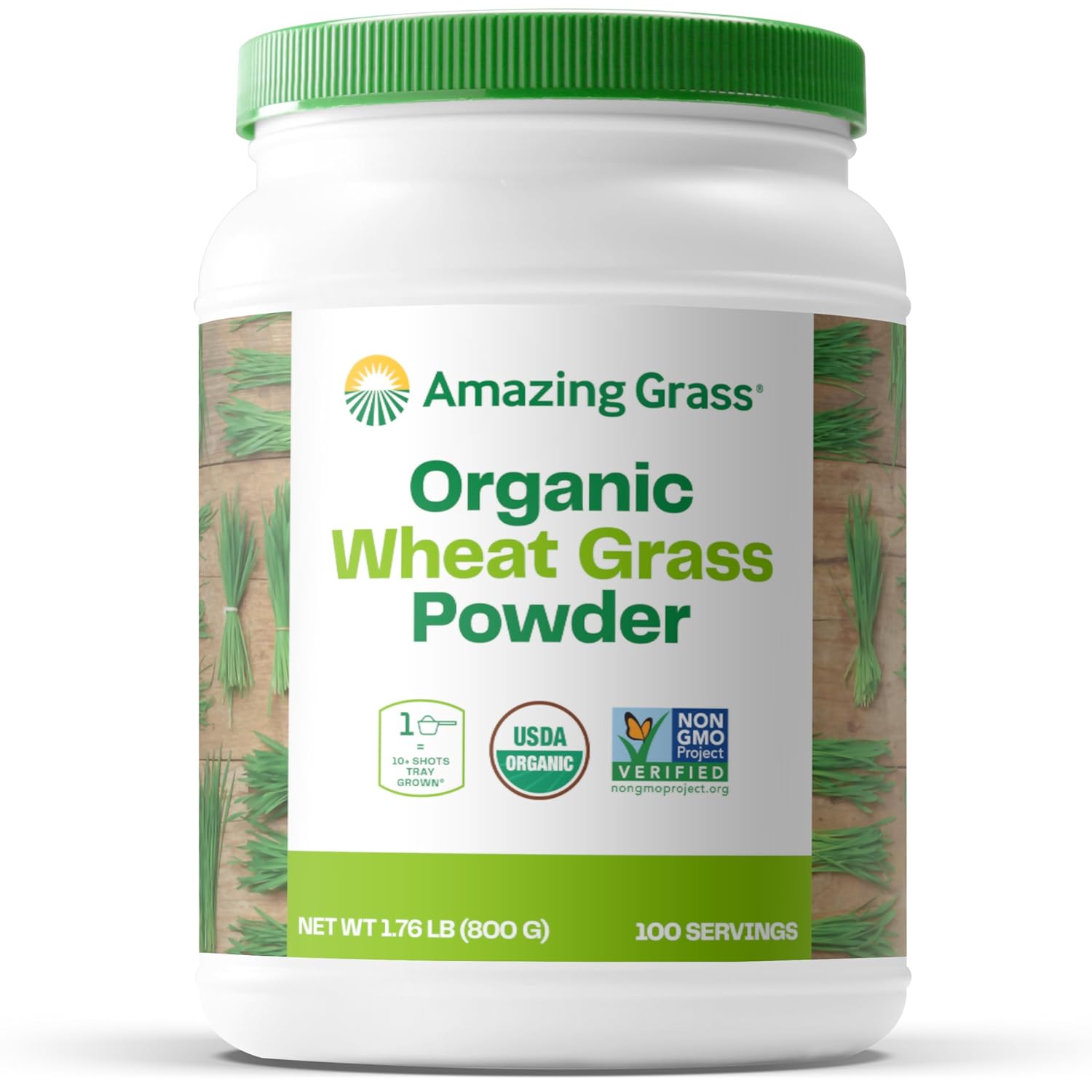100% Whole-Leaf Wheat Grass Powder for Energy, Detox & Immunity Support - Chlorophyll-Rich Greens Powder - 100 Servings