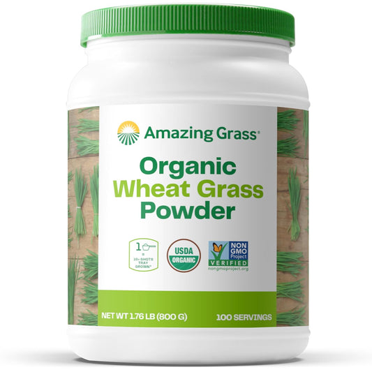 100% Whole-Leaf Wheat Grass Powder for Energy, Detox & Immunity Support - Chlorophyll-Rich Greens Powder - 100 Servings