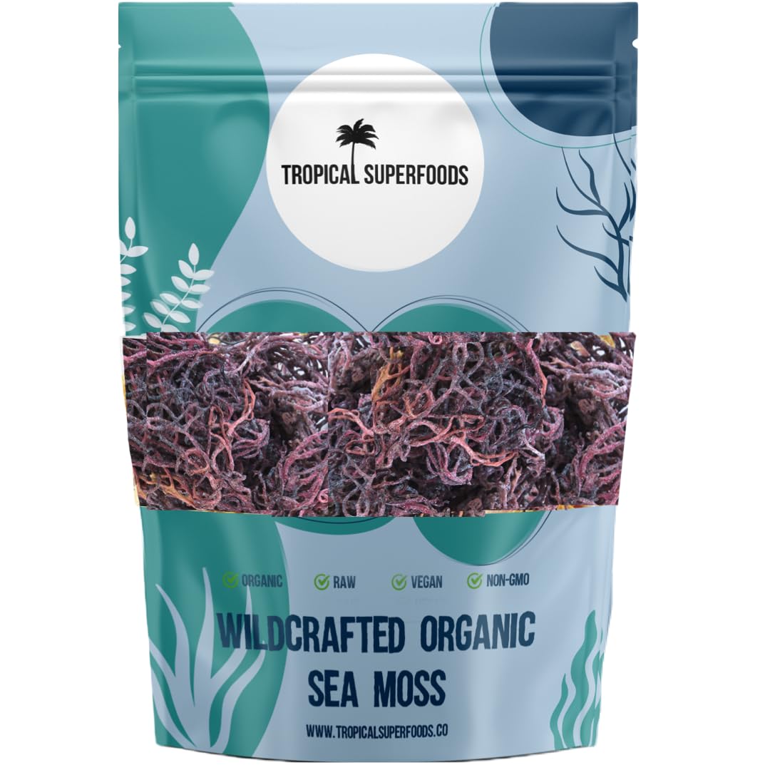 100% Wildcrafted Full Spectrum Purple Sea Moss | Sun-dried Irish Sea Moss | 92 Minerals | Makes 200+ oz Sea Moss Gel | 4oz Purple Sea Moss