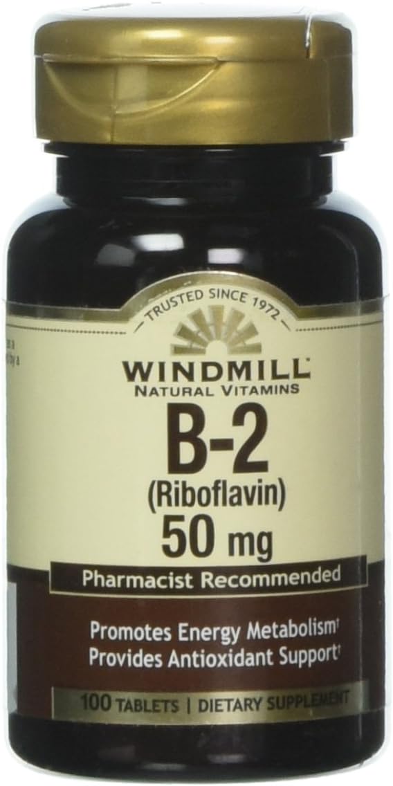 100 Windmill Vitamin B-2 Tablets 50 mg - Supports Energy Production and Overall Health