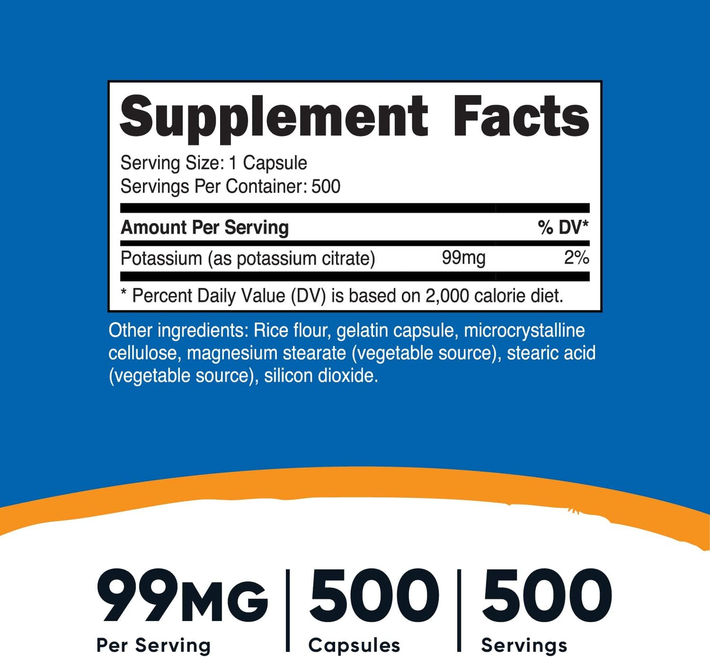 1000 Capsules of Nutricost Potassium Citrate 99mg, 2 Bottles