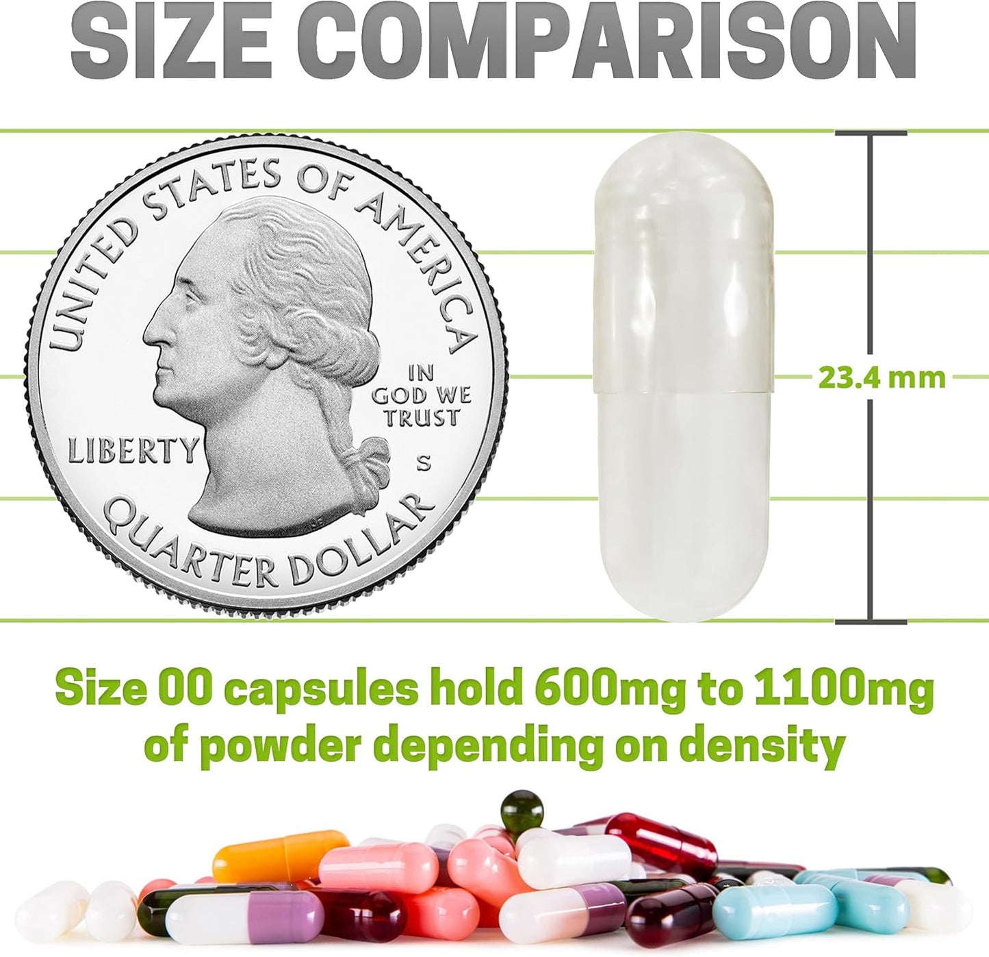 1000 Count Separated Size 00 Capsules with 8 Ounce Lion's Mane Powder Bundle by XPRS Nutra