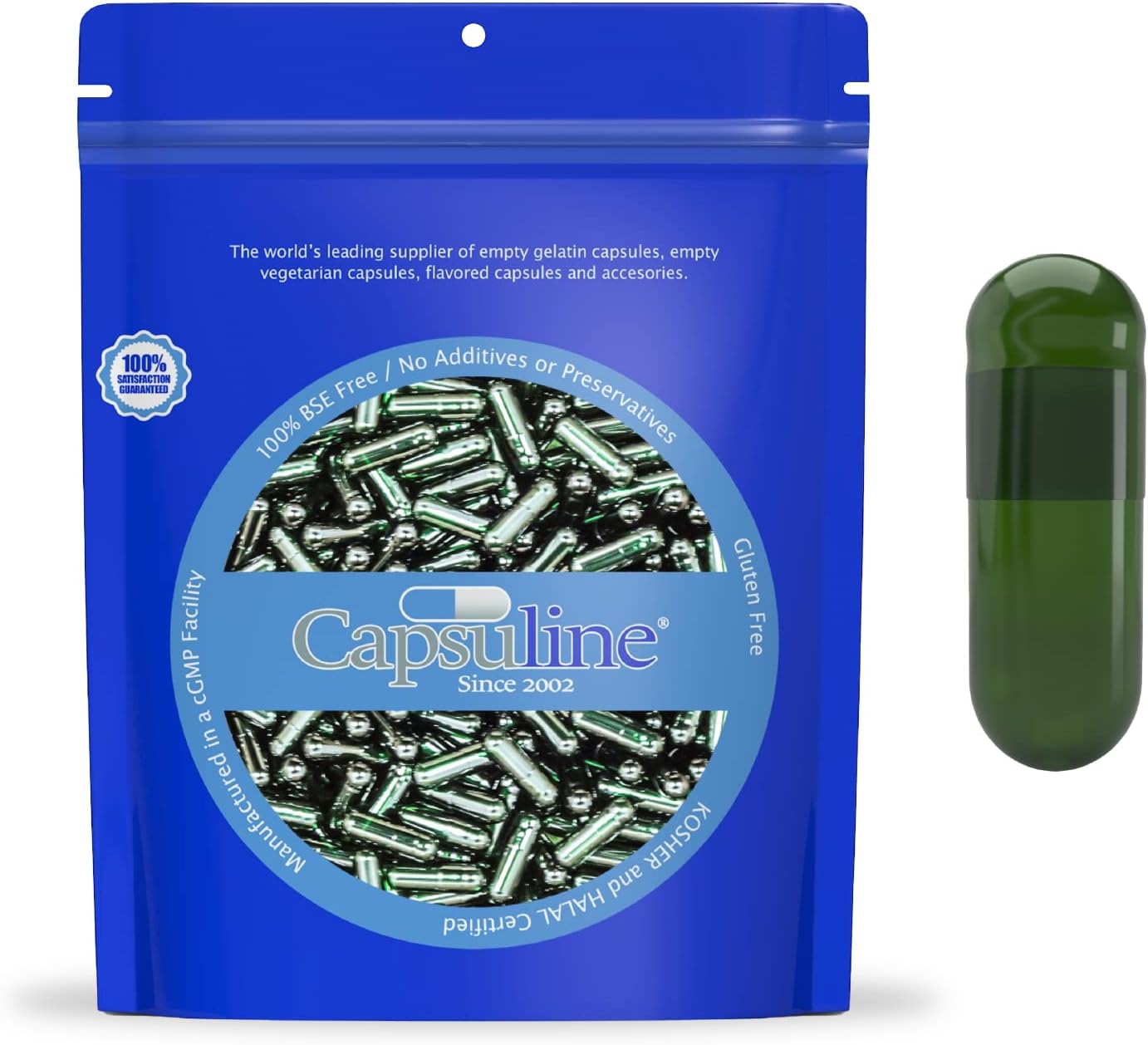 1000 Count Size 00 Chlorophyll Colored Empty Vegan Capsules - DIY Vegetable Capsule Filling - Kosher Non-GMO Veggie Pill Capsules