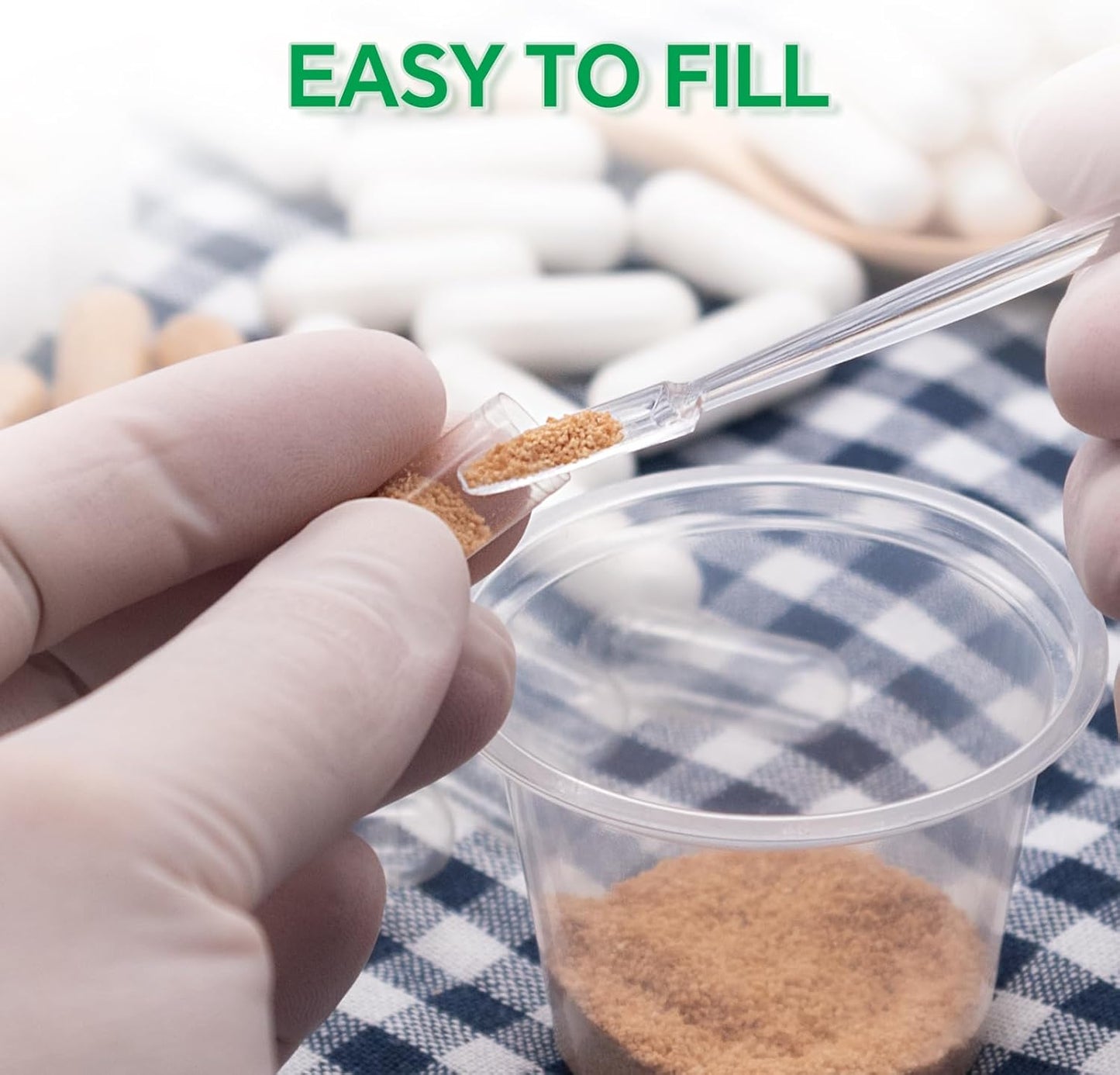 1,000 Count Size 2 Clear Vegan Capsules Kit with 2 Spoons - Gluten Free, Non-GMO, Halal Certified for DIY Supplements