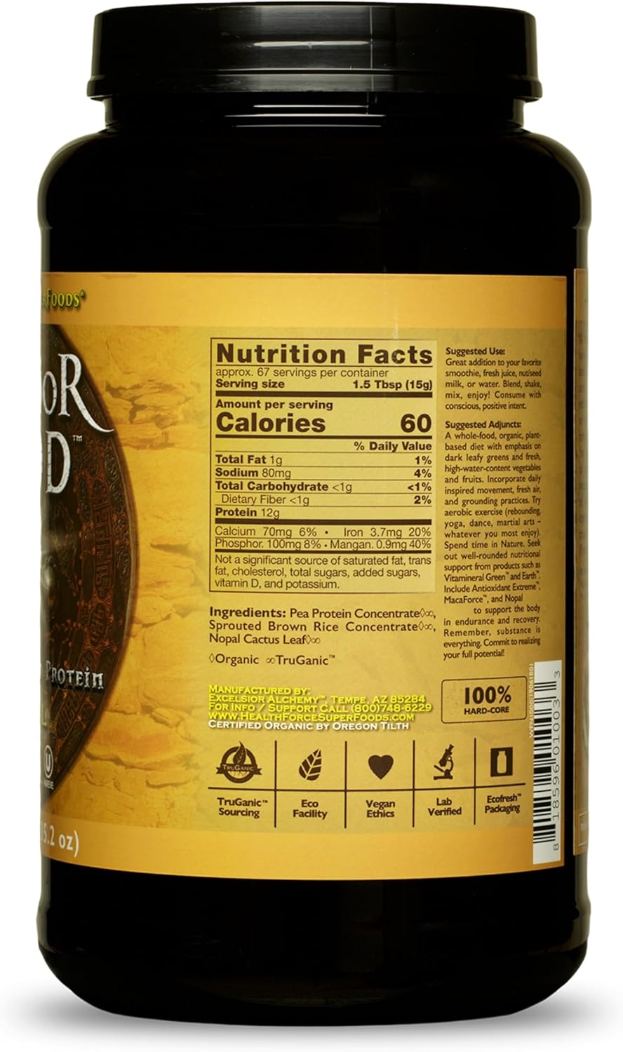 1000 Grams HealthForce SuperFoods Warrior Protein Powder - Natural Flavor