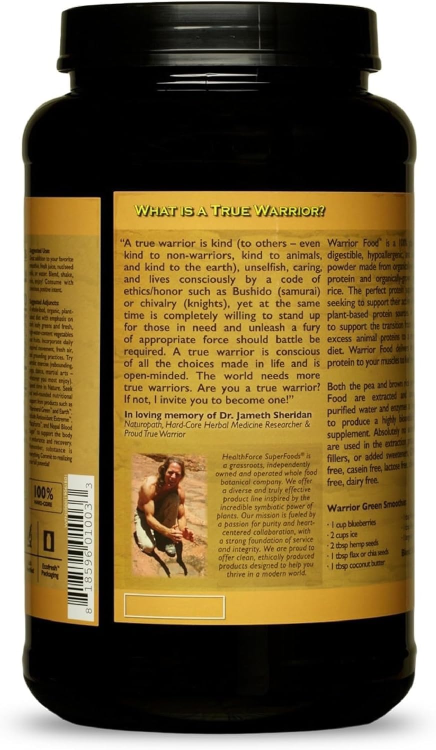 1000 Grams HealthForce SuperFoods Warrior Protein Powder - Natural Flavor