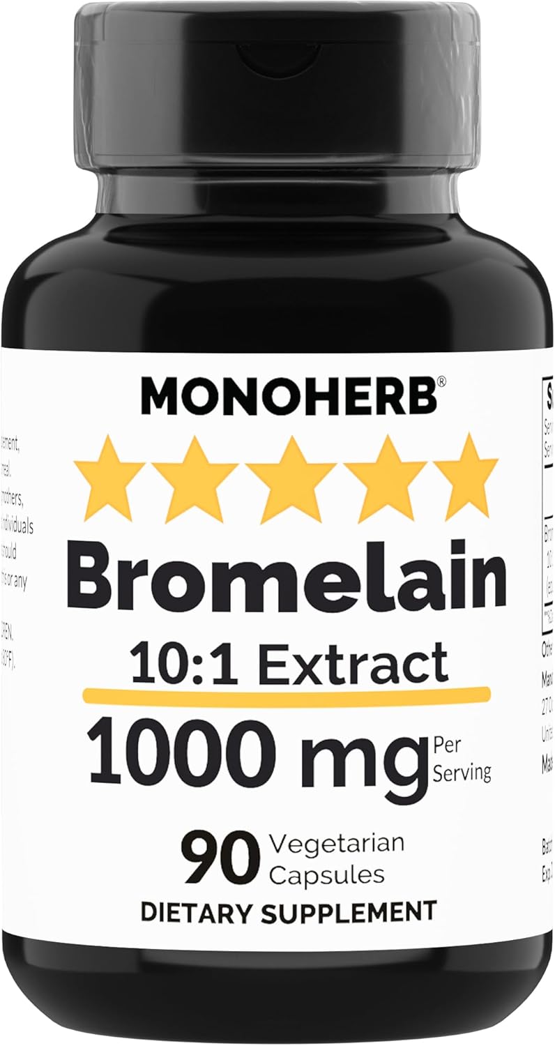 1000 mg Bromelain Extract Supplement - 90 Vegetarian Capsules by MONOHERB