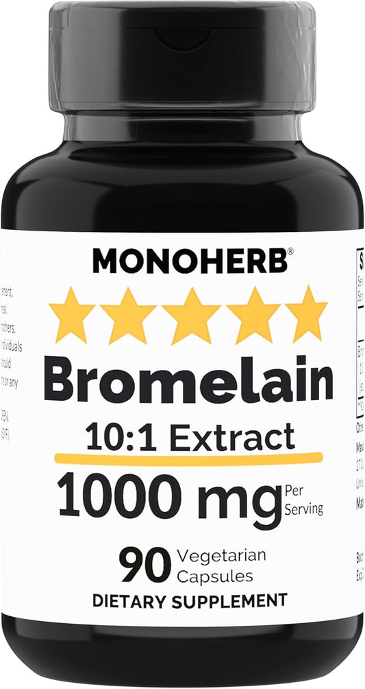 1000 mg Bromelain Extract Supplement - 90 Vegetarian Capsules by MONOHERB