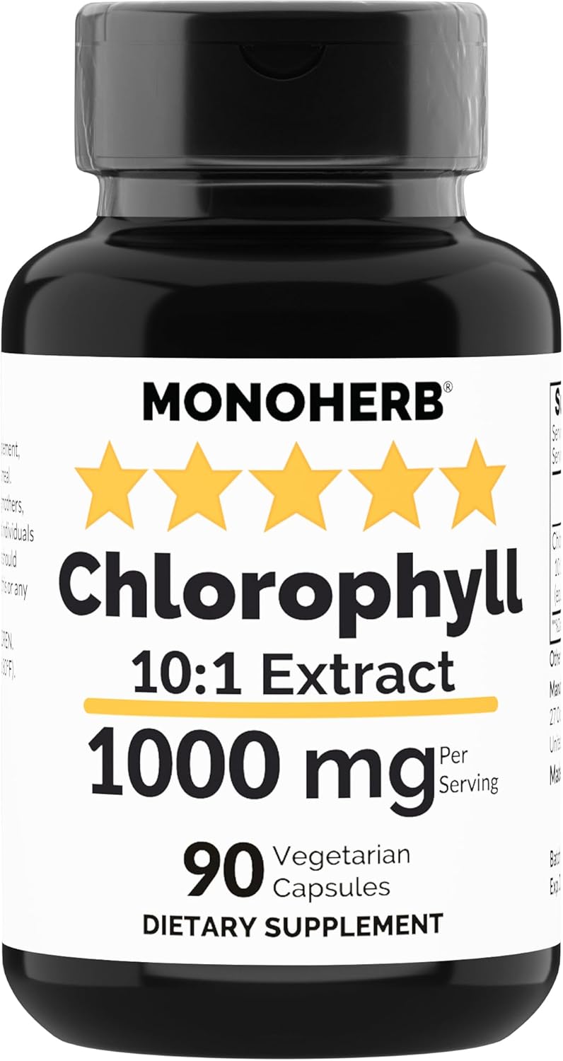 1000 mg Chlorophyll Extract Capsules - 90 Vegetarian Capsules by MONOHERB