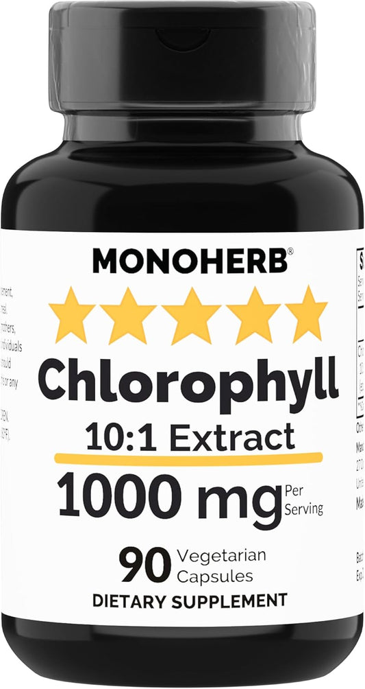 1000 mg Chlorophyll Extract Capsules - 90 Vegetarian Capsules by MONOHERB