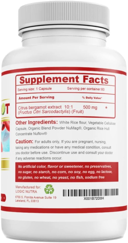 1000 mg Citrus Bergamot Extract Capsules - (2) 60 Count Bottles by Logic Nutra