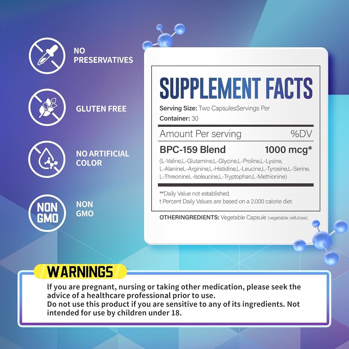 1000 MG DYINREU BPC-159 Alternative Dietary Supplement - Non-GMO & Gluten-Free - 60 Capsules