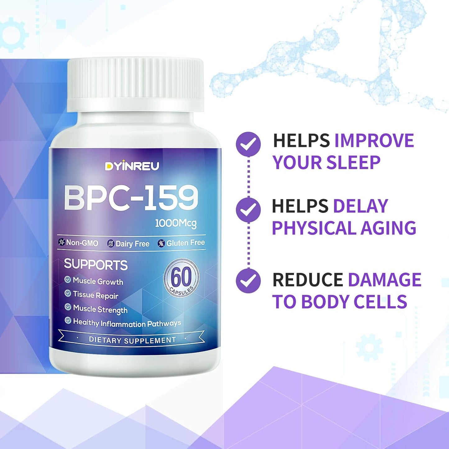 1000 MG DYINREU BPC-159 Alternative Dietary Supplement - Non-GMO & Gluten-Free - 60 Capsules