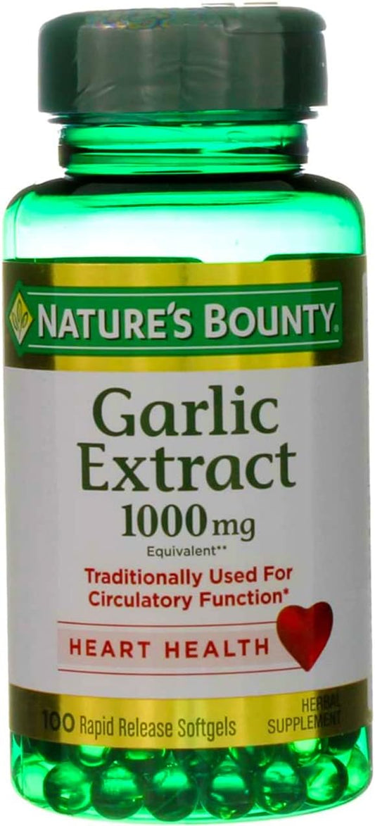 1000 mg Garlic Extract Softgels, 200 Count (2 Pack) by Nature's Bounty